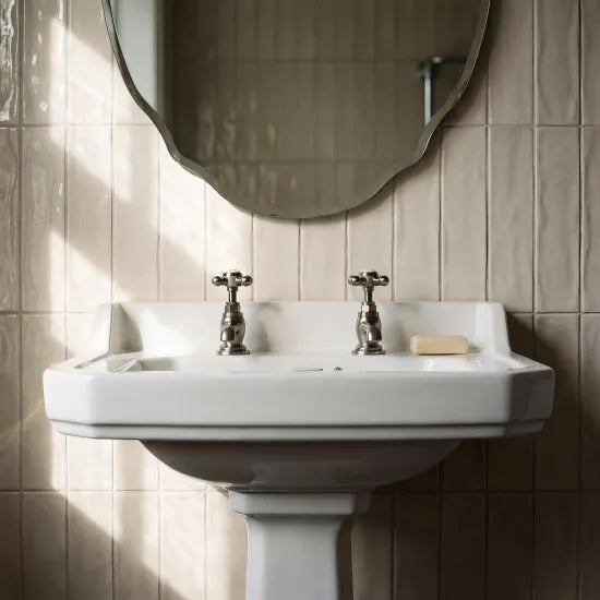 Old London Richmond 2 Tap Hole 500mm Ceramic Basin & Pedestal