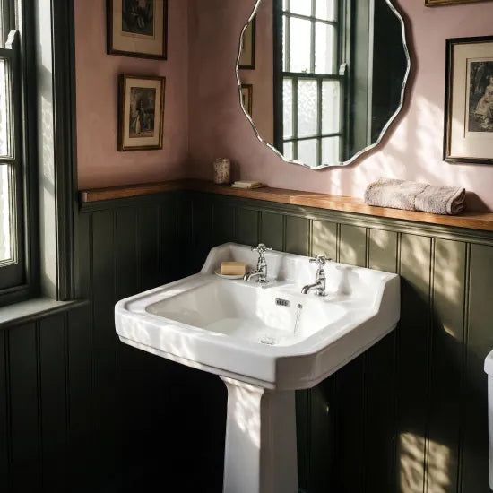 Old London Richmond 2 Tap Hole 500mm Ceramic Basin & Pedestal