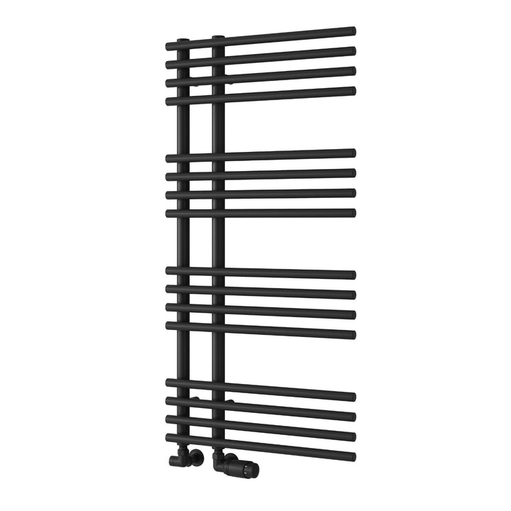 Reina Elisa Steel Chrome/Black Designer Heated Towel Rail Radiator