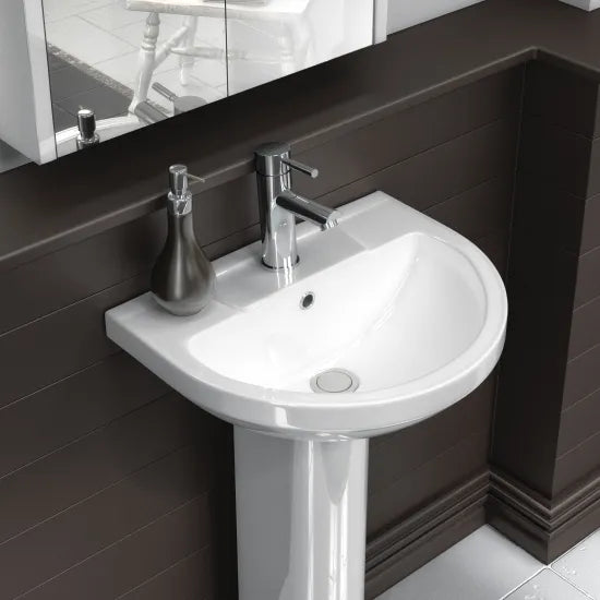 Nuie Harmony 1 Tap Hole 500mm Ceramic Basin & Pedestal