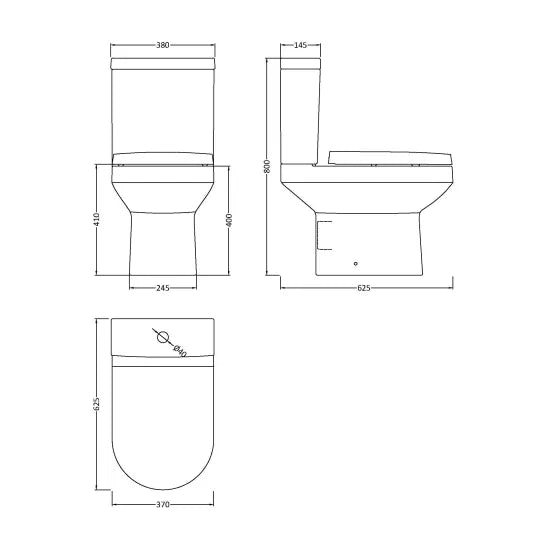 Nuie Harmony 380mm Semi Flush-to-Wall Toilet Pan & Cistern