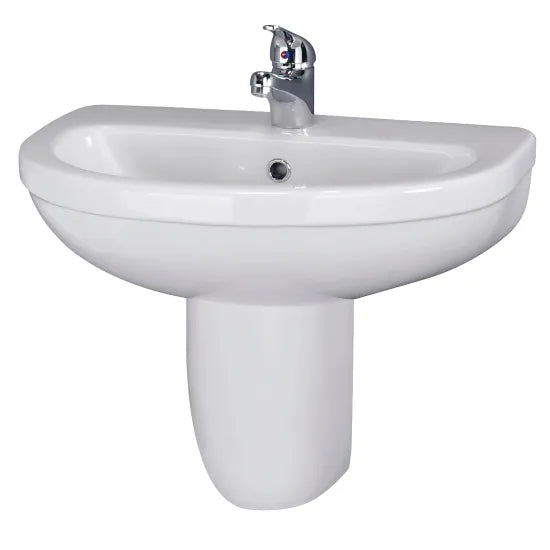 Nuie -  Ivo 1 Tap Hole 550mm Ceramic Basin & Semi Pedestal