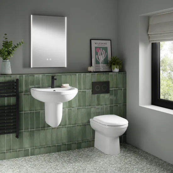 Nuie -  Ivo 1 Tap Hole 550mm Ceramic Basin & Semi Pedestal