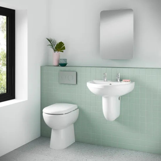 Nuie Ivo 2 Tap Hole 550mm Ceramic Basin & Semi Pedestal