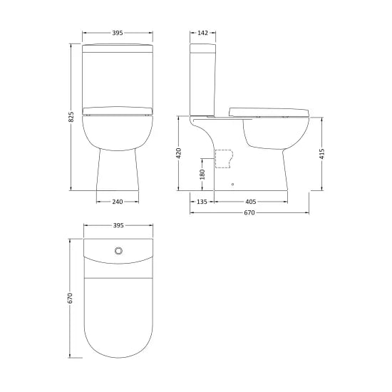Nuie White Close Coupled Toilet