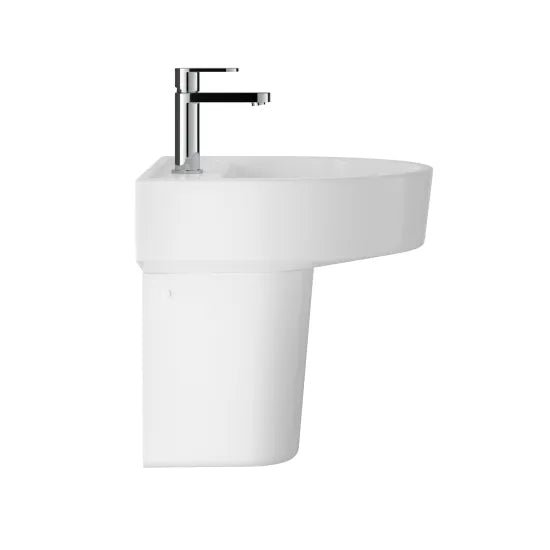 Hudson Reed Luna 1 Tap Hole 420mm Ceramic Basin & Semi Pedestal