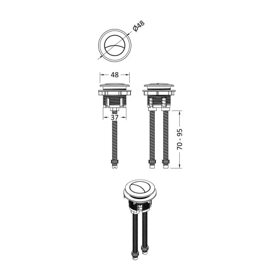 Black Dual Flush Cistern Push Button