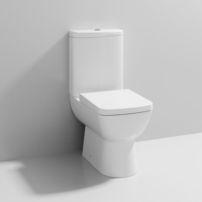 Nuie - Left/Right Square Shower Bath, Ambrose Basin & Pedestal, Compact WC - Bathroom Package