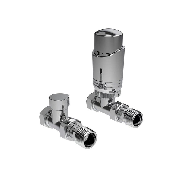 Kartell K-Design TRV Straight Twin Radiator Valve Pack, Chrome