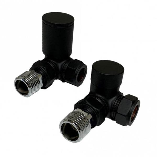 Kartell Corner Manual Radiator Valve 15mm (Pair), Black