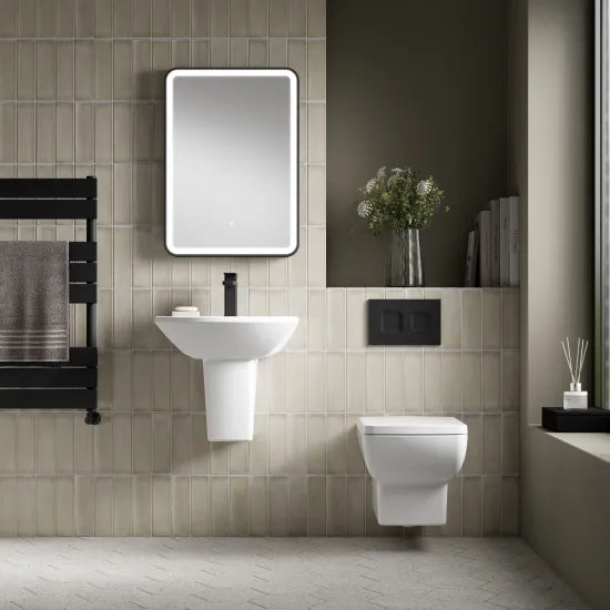 Nuie Asselby 1 Tap Hole 500mm Ceramic Basin & Semi Pedestal