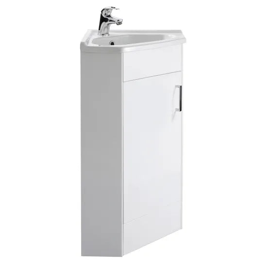 Nuie - Floor Standing Single Door Corner Vanity Unit with Ceramic Basin