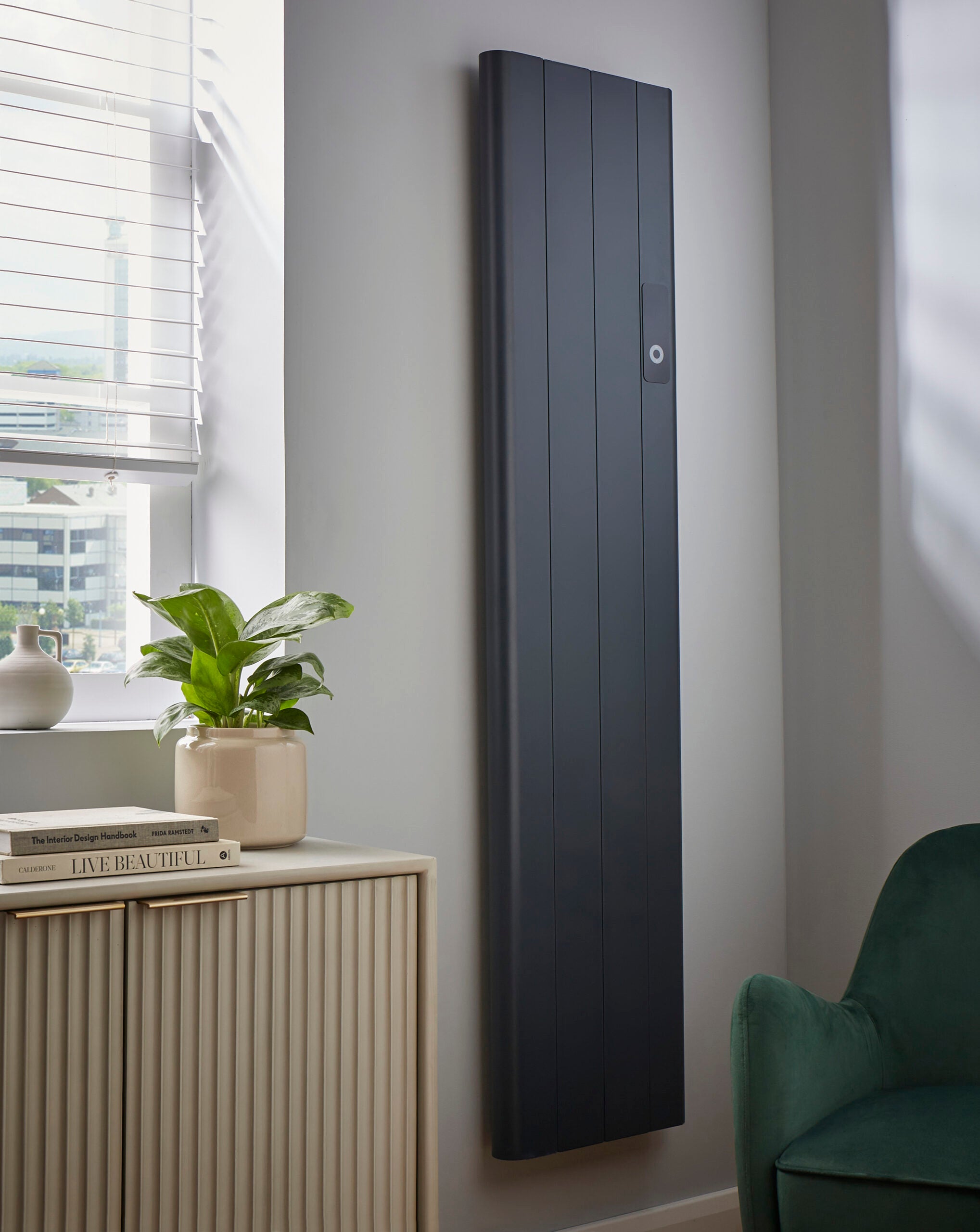 Kartell Capri Electric Aluminium Panel Heater 1500W Vertical 1600 x 453mm - Anthracite