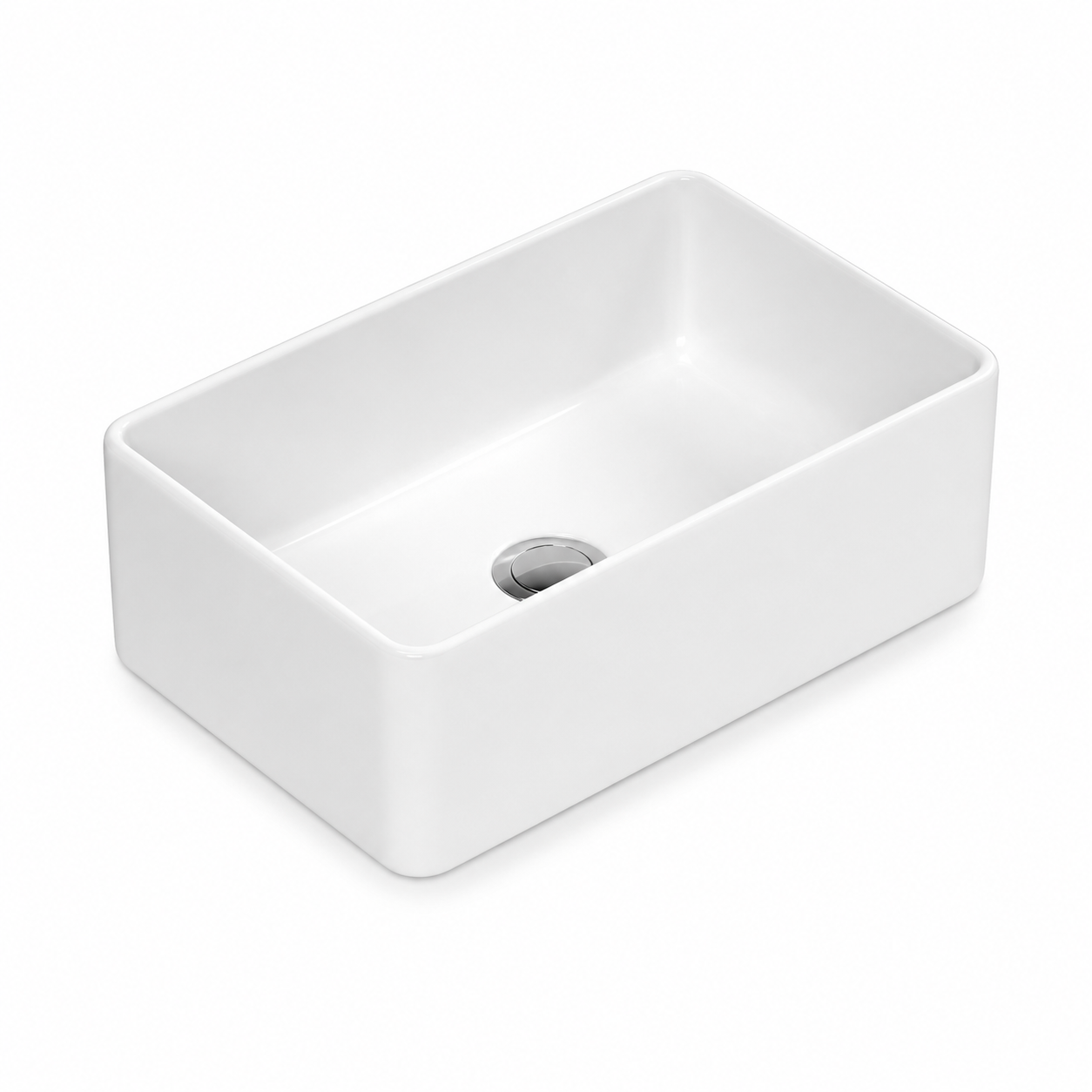 Meravo Classico Rectangular Vessel Basin | Matt White Vitreous China Countertop Basin