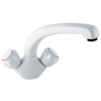 Methven Deva Brass Profile Mono Sink Mixer Tap, White
