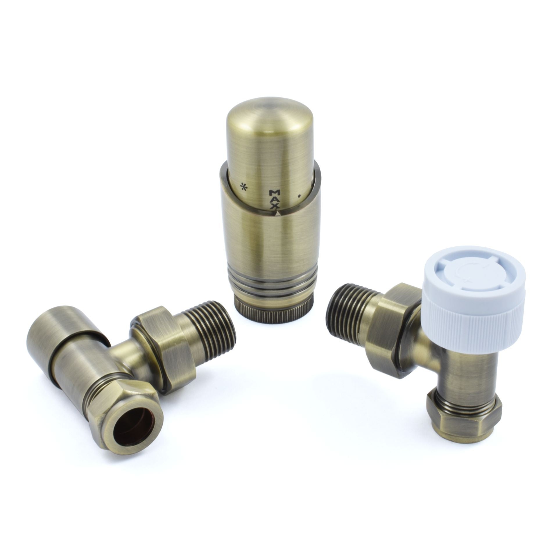 Plumbers Choice Delta Angled TRV Antique Brass Thermostatic Radiator Valve
