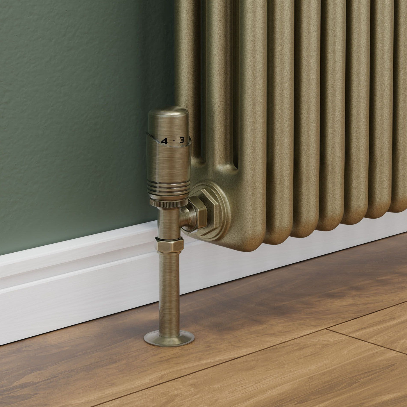 Plumbers Choice Delta Angled TRV Antique Brass Thermostatic Radiator Valve