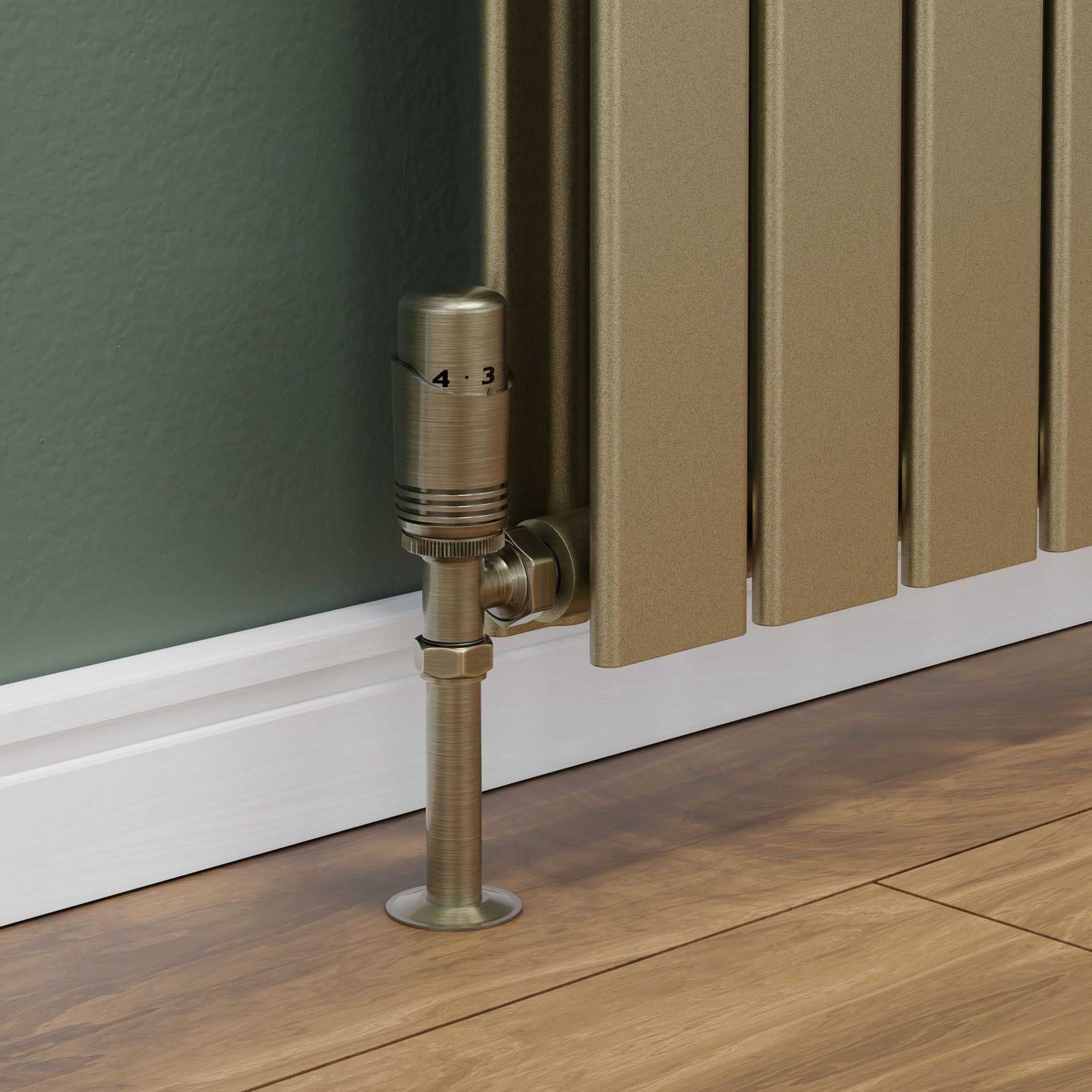 Plumbers Choice Delta Angled TRV Antique Brass Thermostatic Radiator Valve