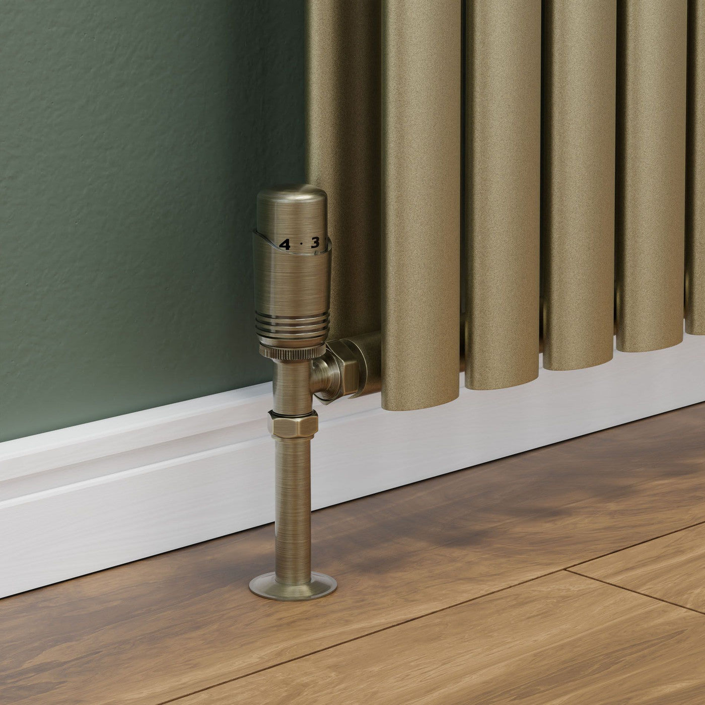 Plumbers Choice Delta Angled TRV Antique Brass Thermostatic Radiator Valve