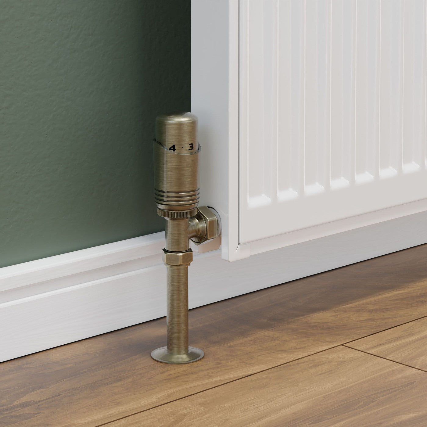 Plumbers Choice Delta Angled TRV Antique Brass Thermostatic Radiator Valve