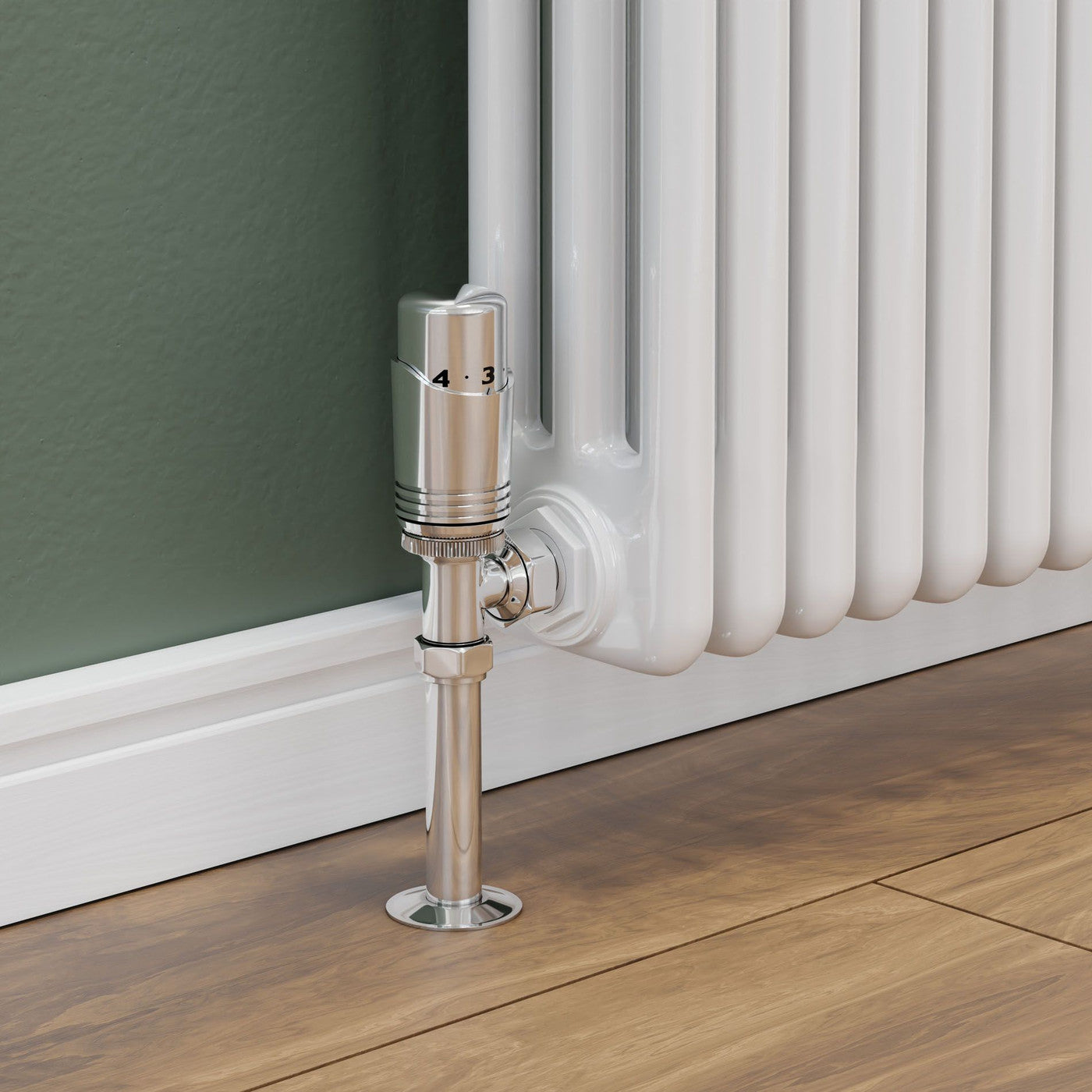 Plumbers Choice Delta Angled TRV Chrome Thermostatic Radiator Valve
