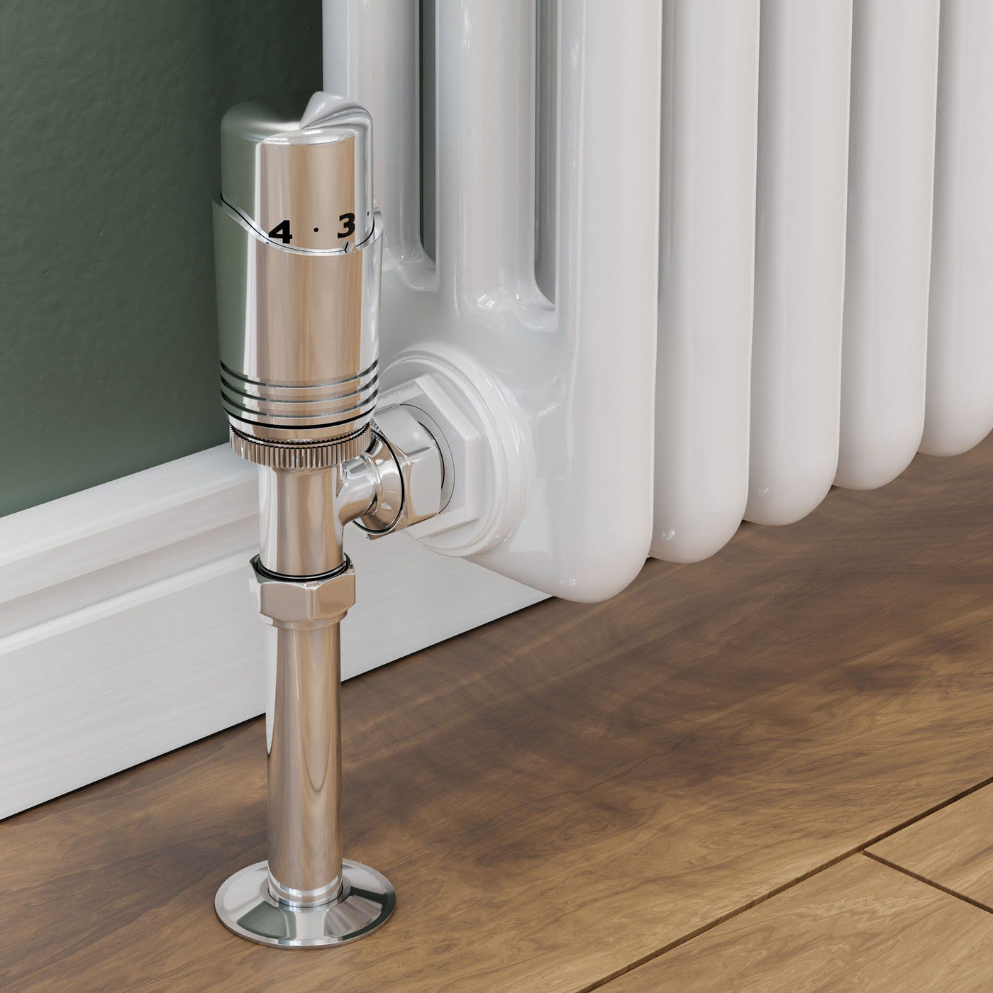 Plumbers Choice Delta Angled TRV Chrome Thermostatic Radiator Valve