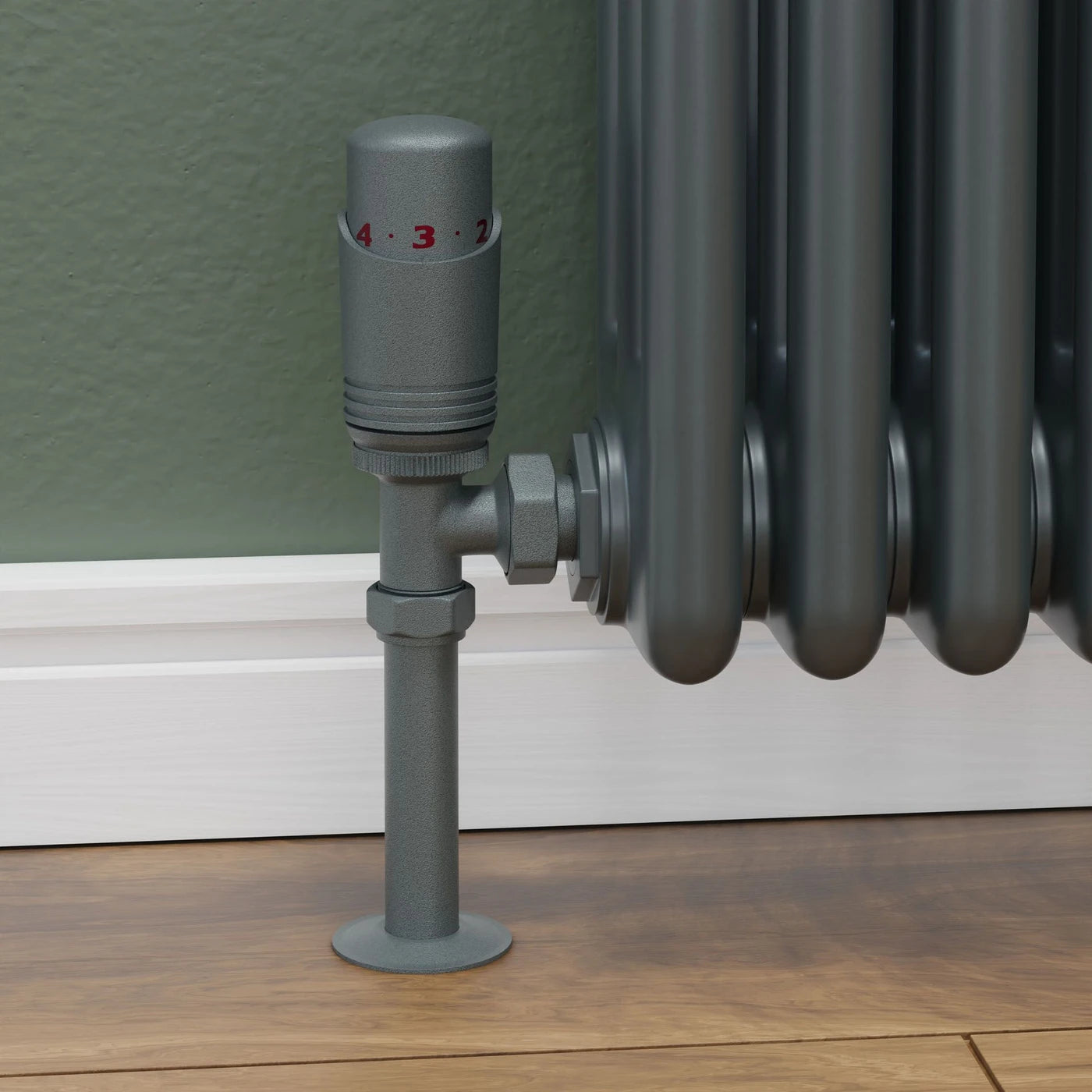 Plumbers Choice Delta Angled TRV Gunboat Grey Thermostatic Radiator Valve