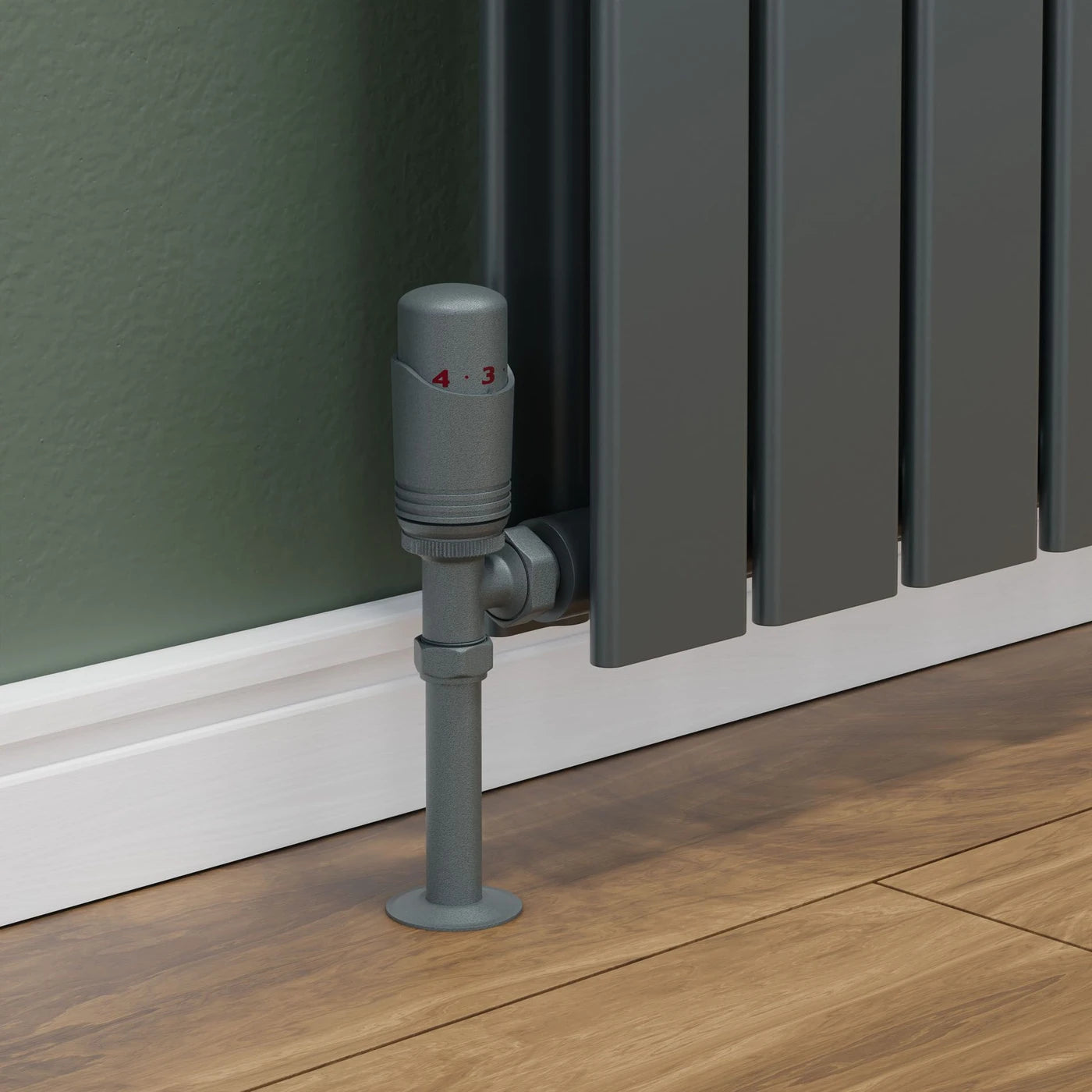 Plumbers Choice Delta Angled TRV Gunboat Grey Thermostatic Radiator Valve