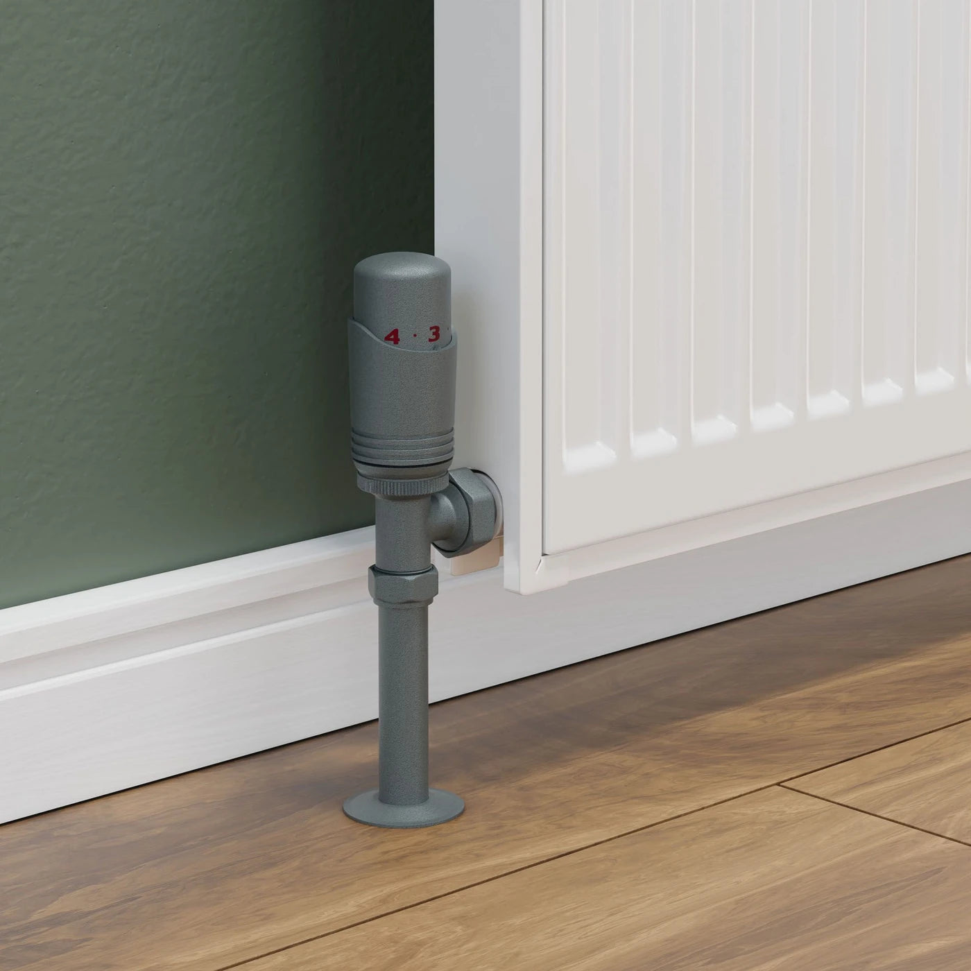 Plumbers Choice Delta Angled TRV Gunboat Grey Thermostatic Radiator Valve
