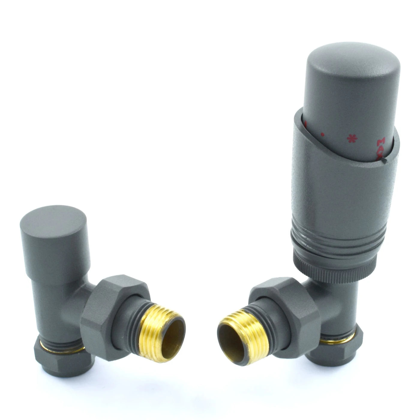 Plumbers Choice Delta Angled TRV Gunboat Grey Thermostatic Radiator Valve