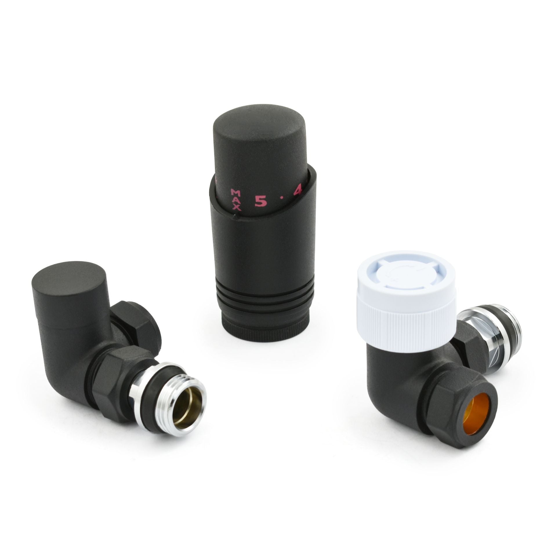 Plumbers Choice Delta Corner TRV Textured Black Thermostatic Radiator Valve