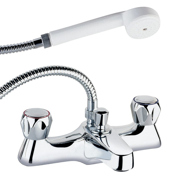 Methven Deva Lever Bath Shower Mixer Tap with Brass Back Nuts, Chrome