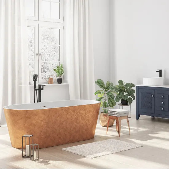 Elementa 1695mm Copper Effect Freestanding Bath With Waste