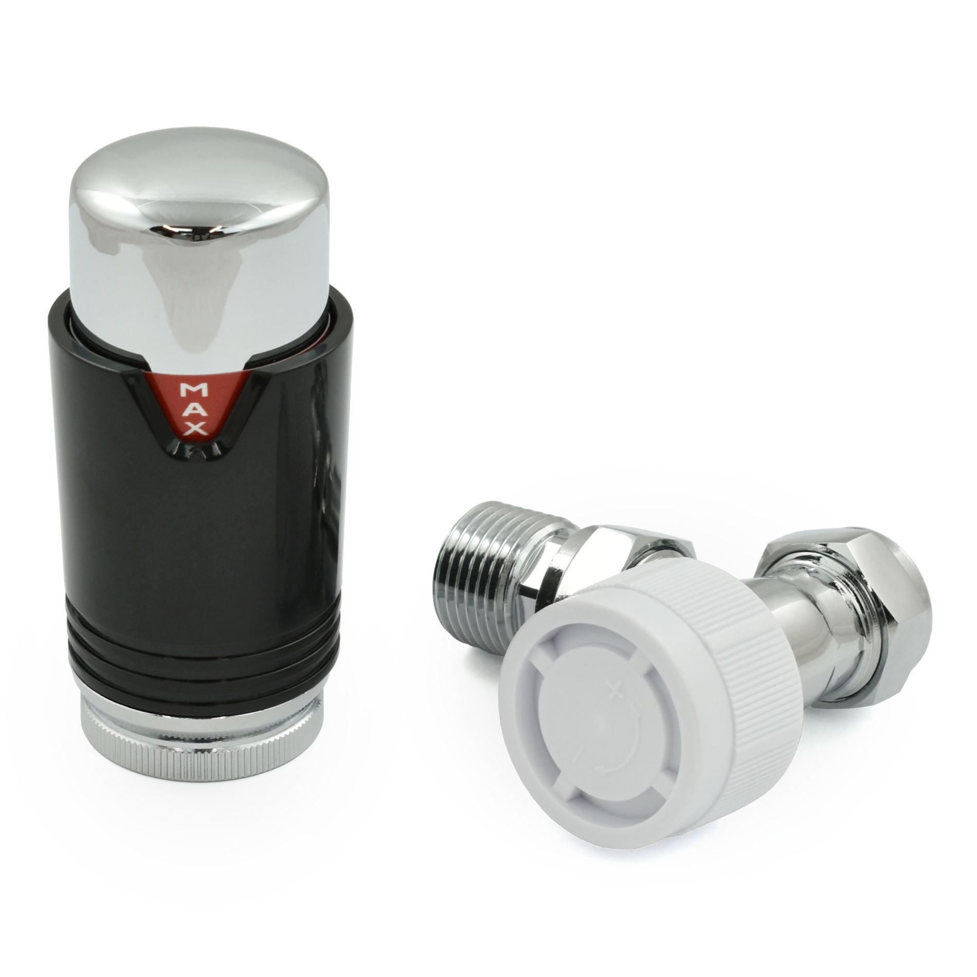 Plumbers Choice Echo Angled TRV Chrome & Black Thermostatic Radiator Valve