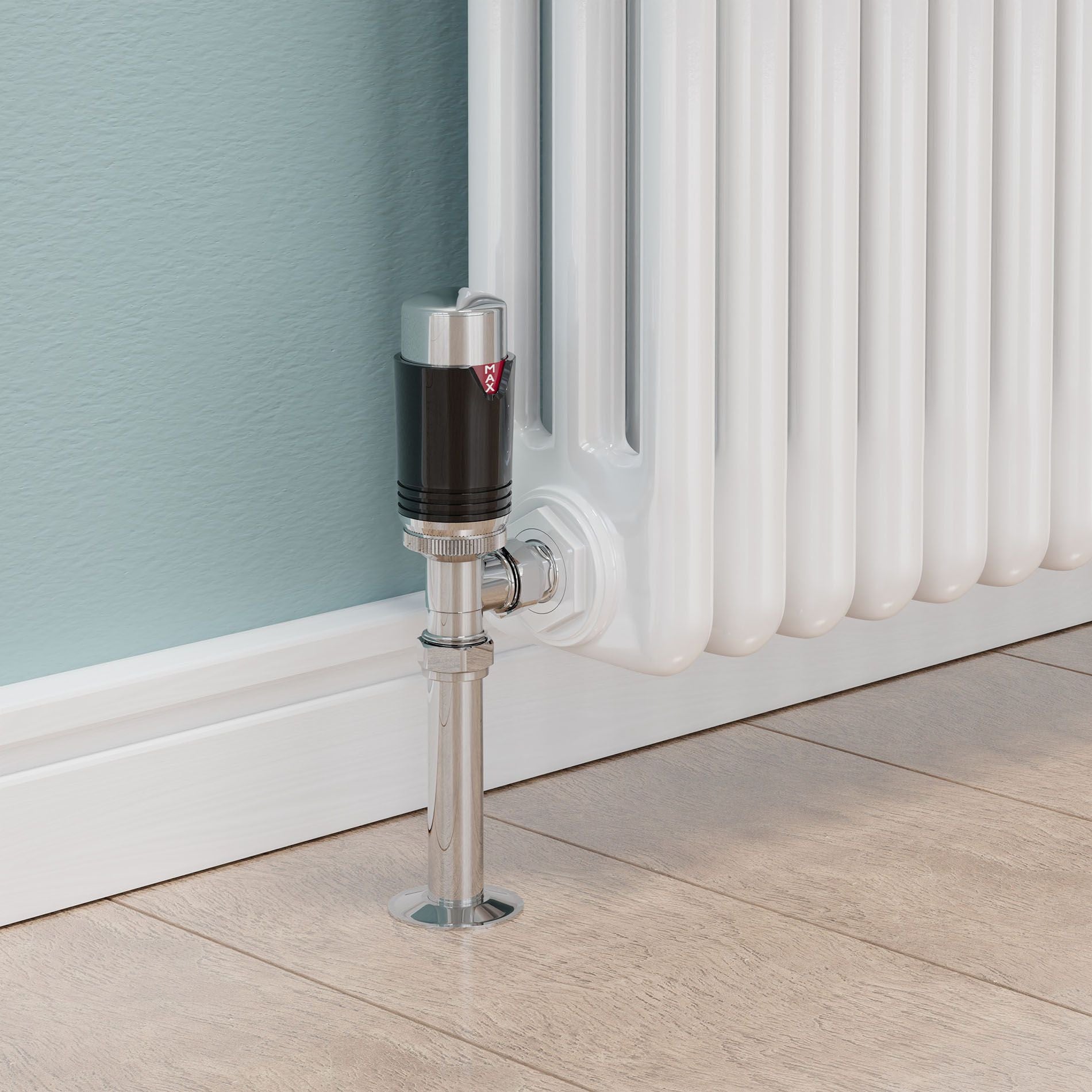 Plumbers Choice Echo Angled TRV Chrome & Black Thermostatic Radiator Valve