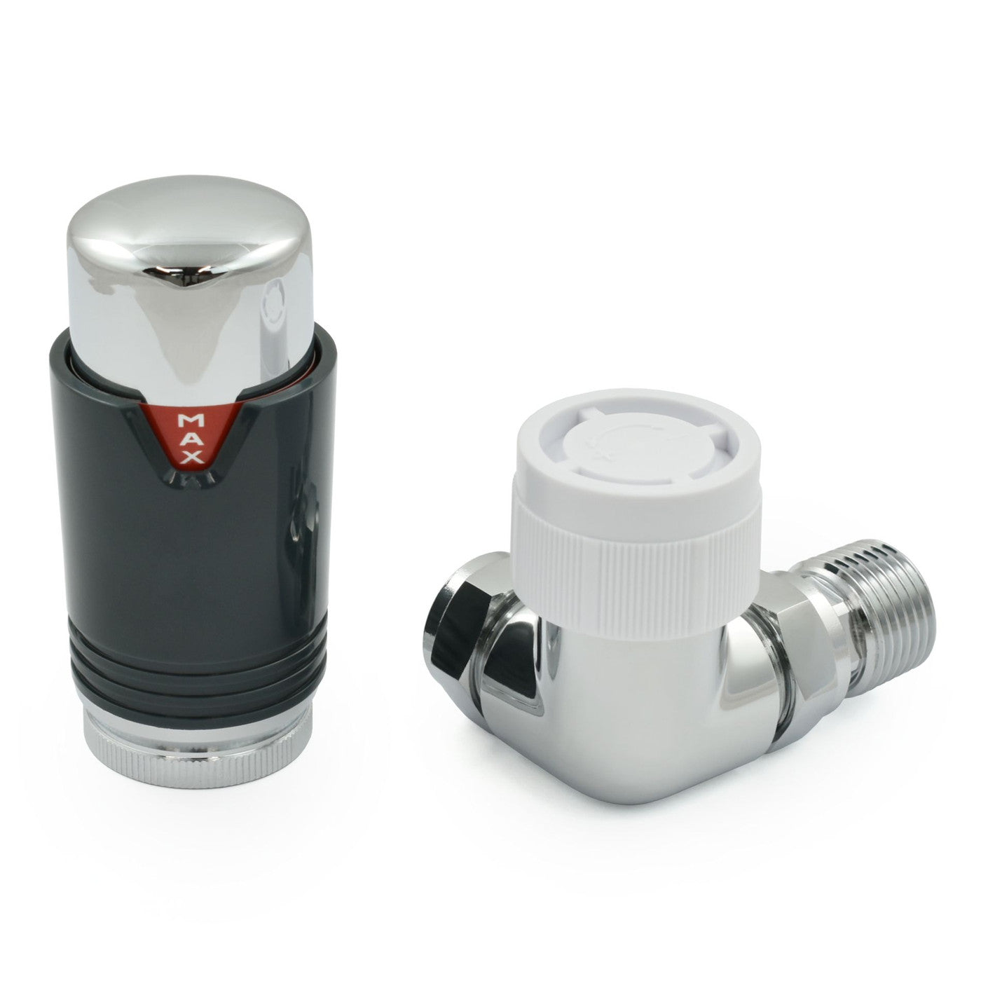Plumbers Choice Echo Corner TRV Chrome & Anthracite Thermostatic Radiator Valve