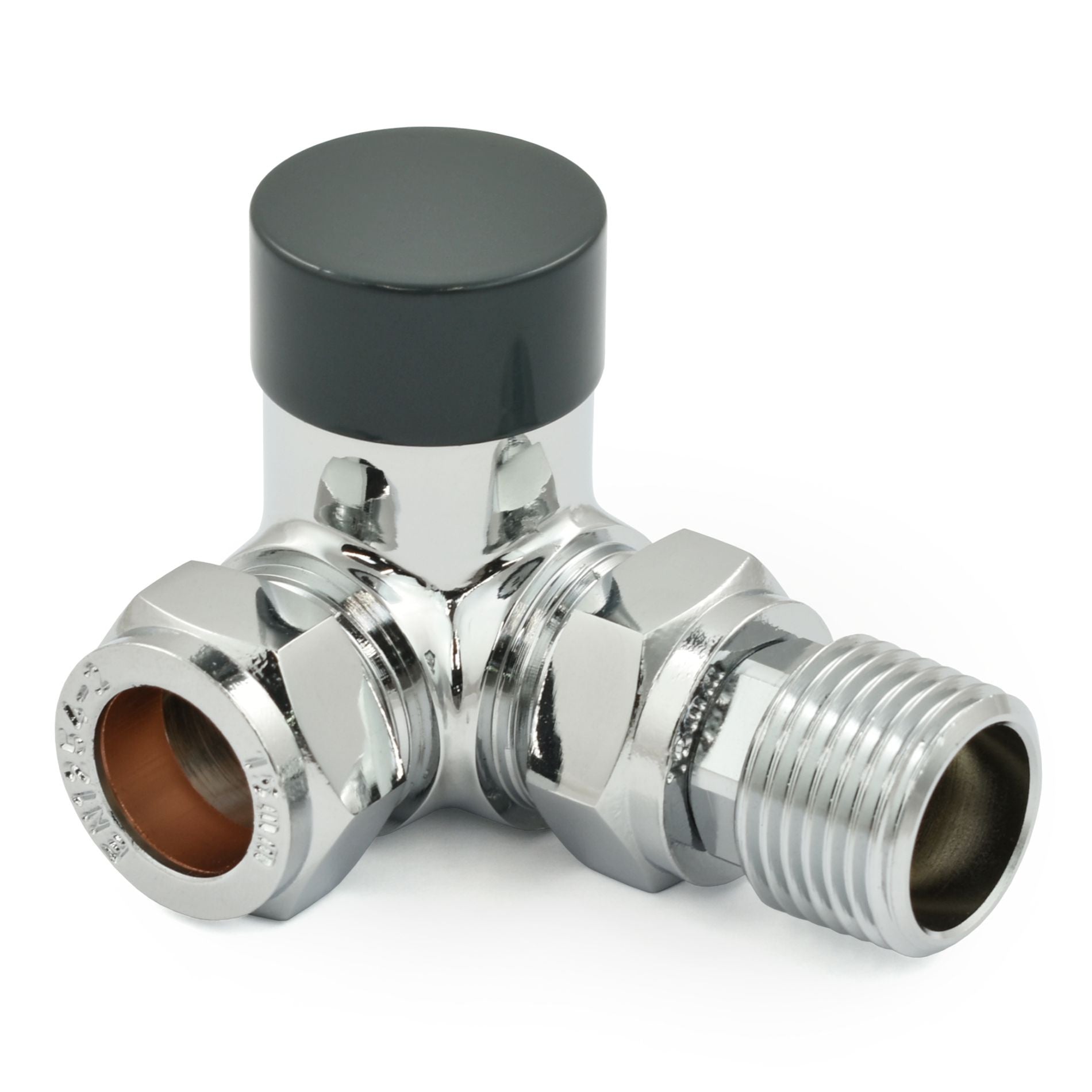 Plumbers Choice Echo Corner TRV Chrome & Anthracite Thermostatic Radiator Valve