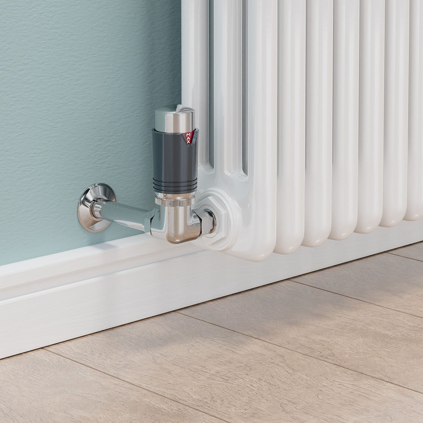 Plumbers Choice Echo Corner TRV Chrome & Anthracite Thermostatic Radiator Valve