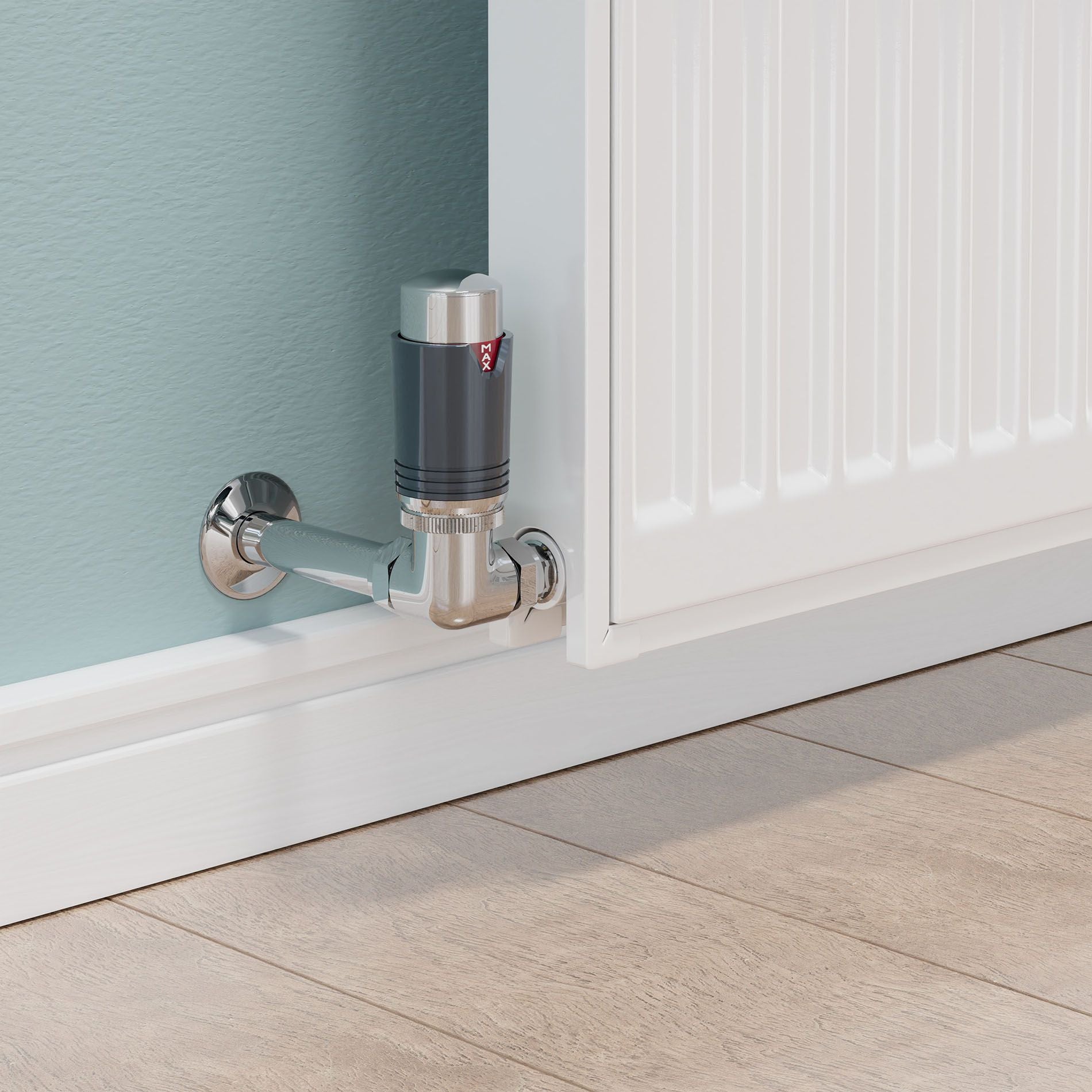 Plumbers Choice Echo Corner TRV Chrome & Anthracite Thermostatic Radiator Valve