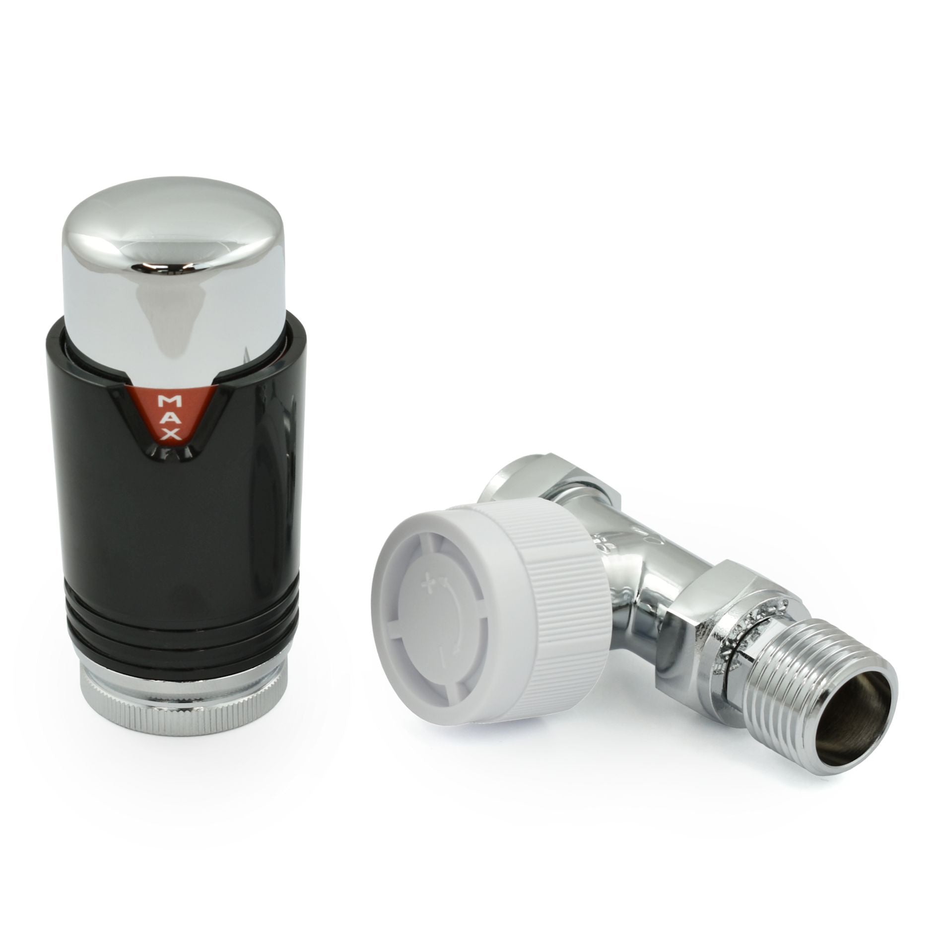 Plumbers Choice - Echo Straight TRV Thermostatic Radiator & Towel Rail Valve - Chrome & Black