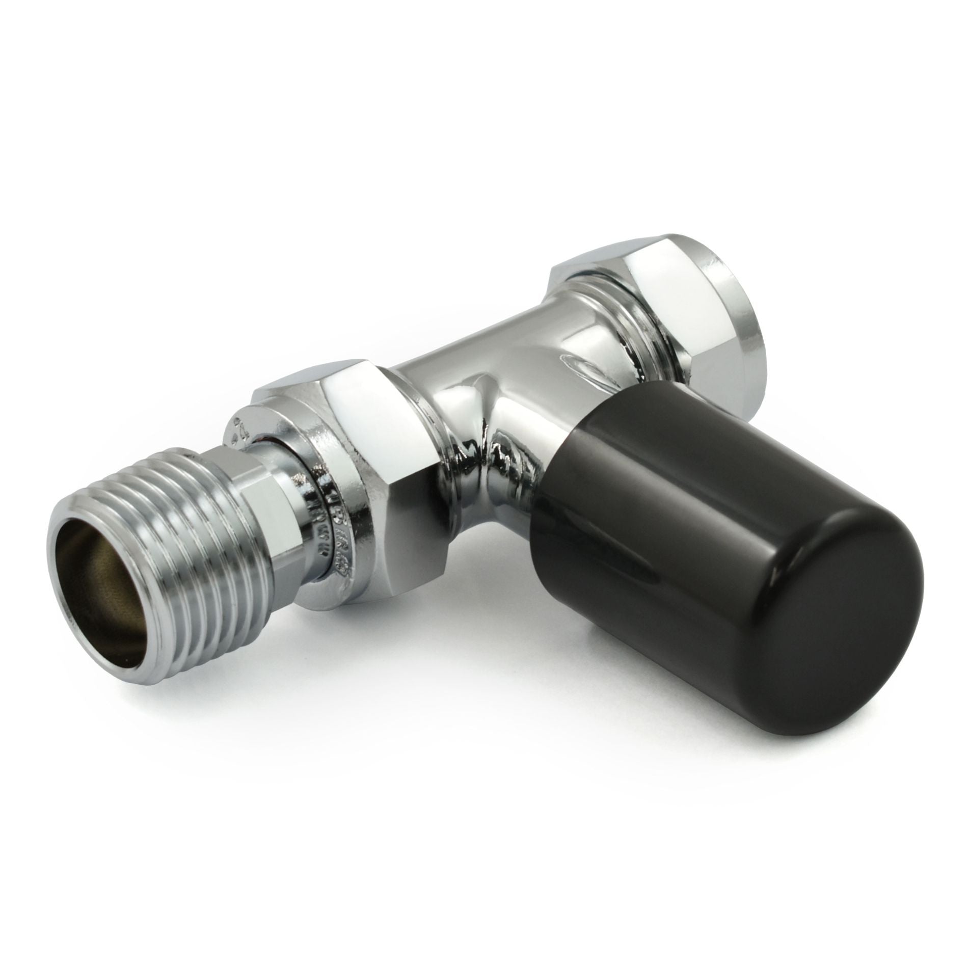 Plumbers Choice - Echo Straight TRV Thermostatic Radiator & Towel Rail Valve - Chrome & Black