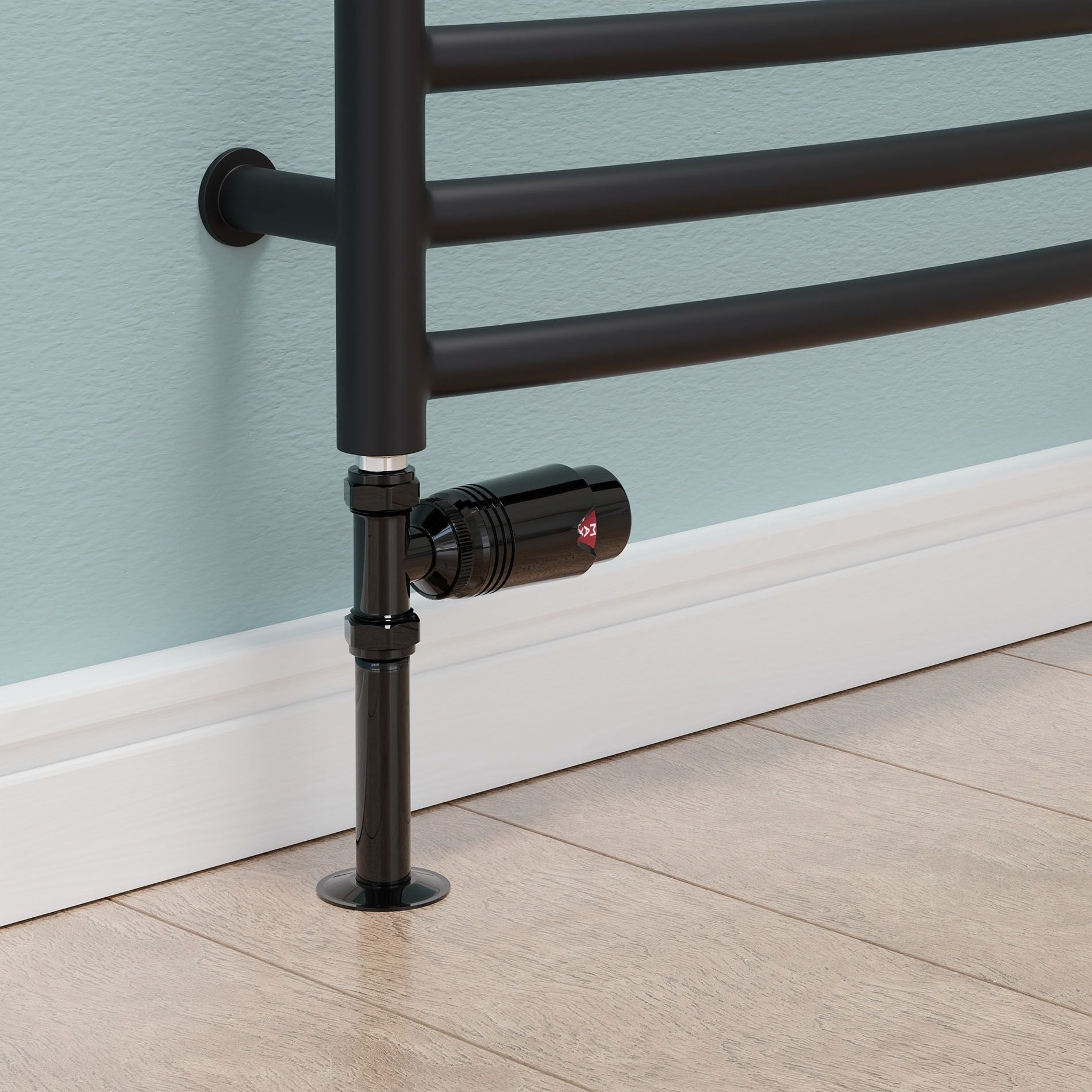 Plumbers Choice Echo Straight TRV Full Black Thermostatic Radiator Valve