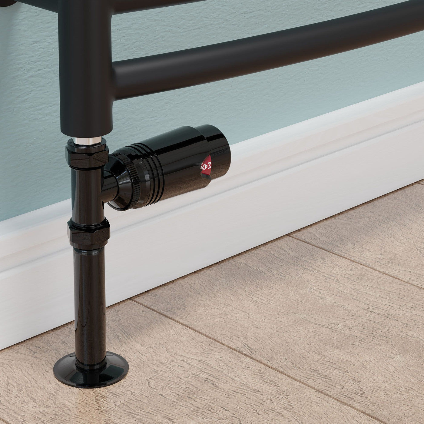 Plumbers Choice Echo Straight TRV Full Black Thermostatic Radiator Valve