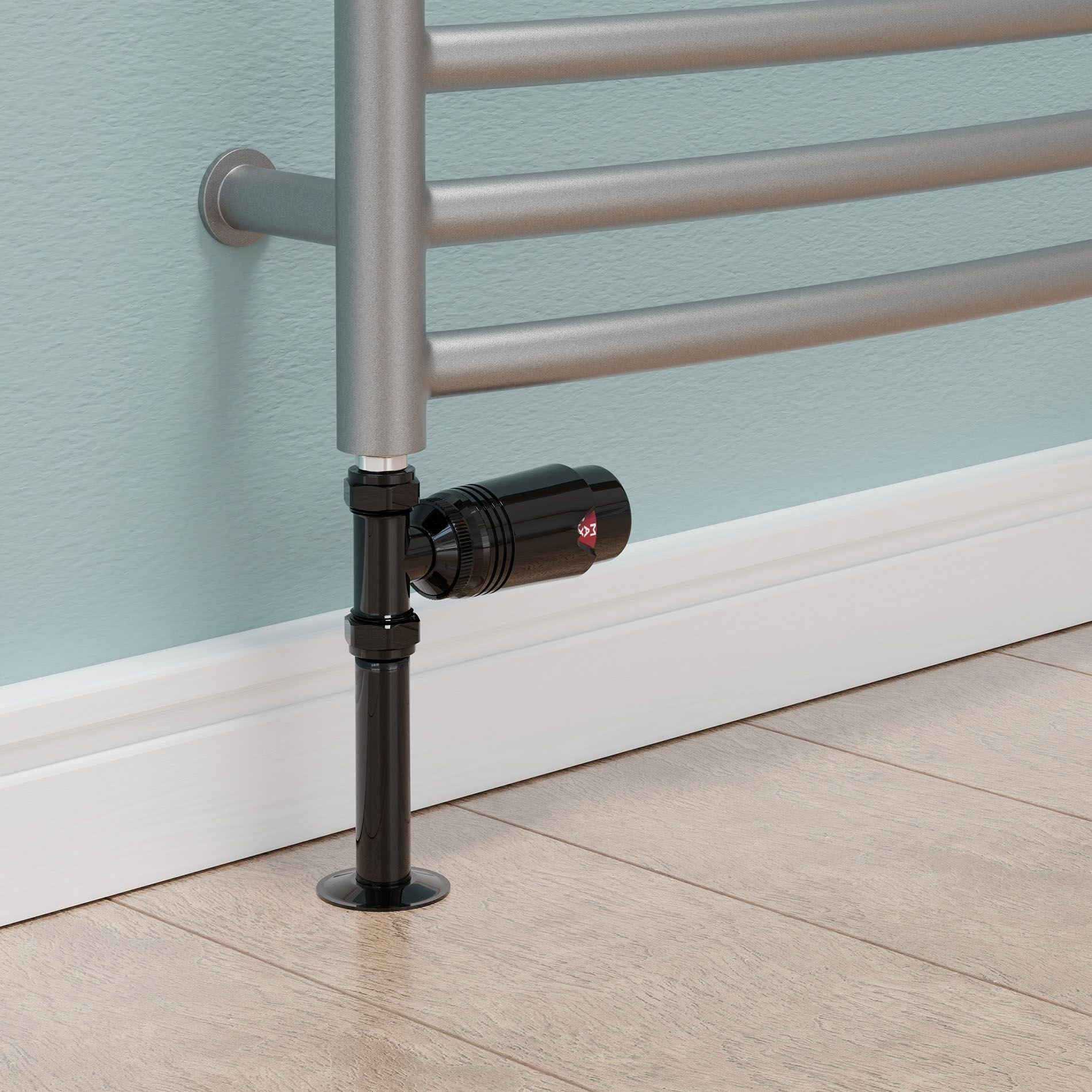 Plumbers Choice Echo Straight TRV Full Black Thermostatic Radiator Valve