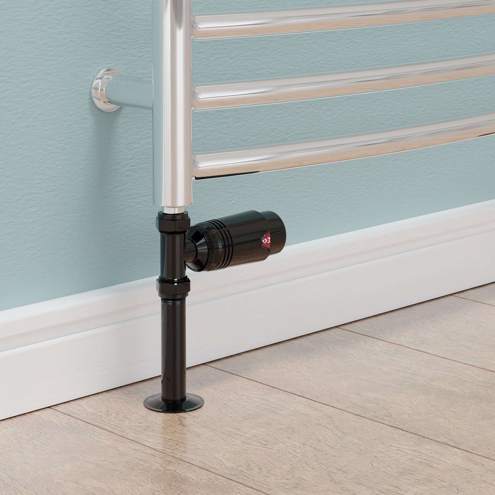 Plumbers Choice Echo Straight TRV Full Black Thermostatic Radiator Valve