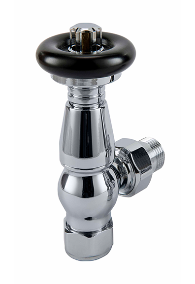 Eastgate Vintage TRV Straight Tradational Radiator Valve Chrome/Black Top