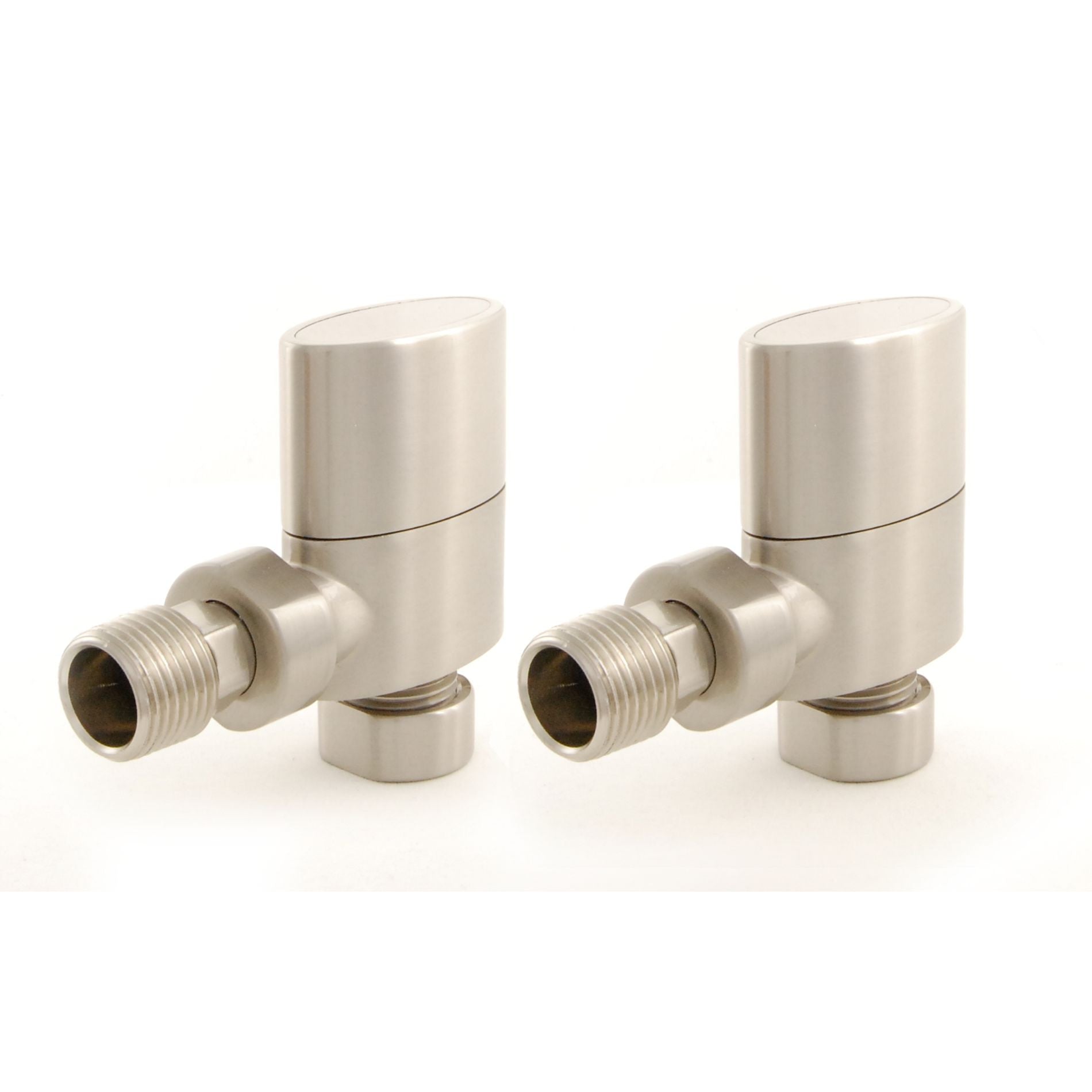 Plumbers Choice - Ellipse Oval Rad Valve Pair Inc. Sleeves - Brushed Satin Nickel