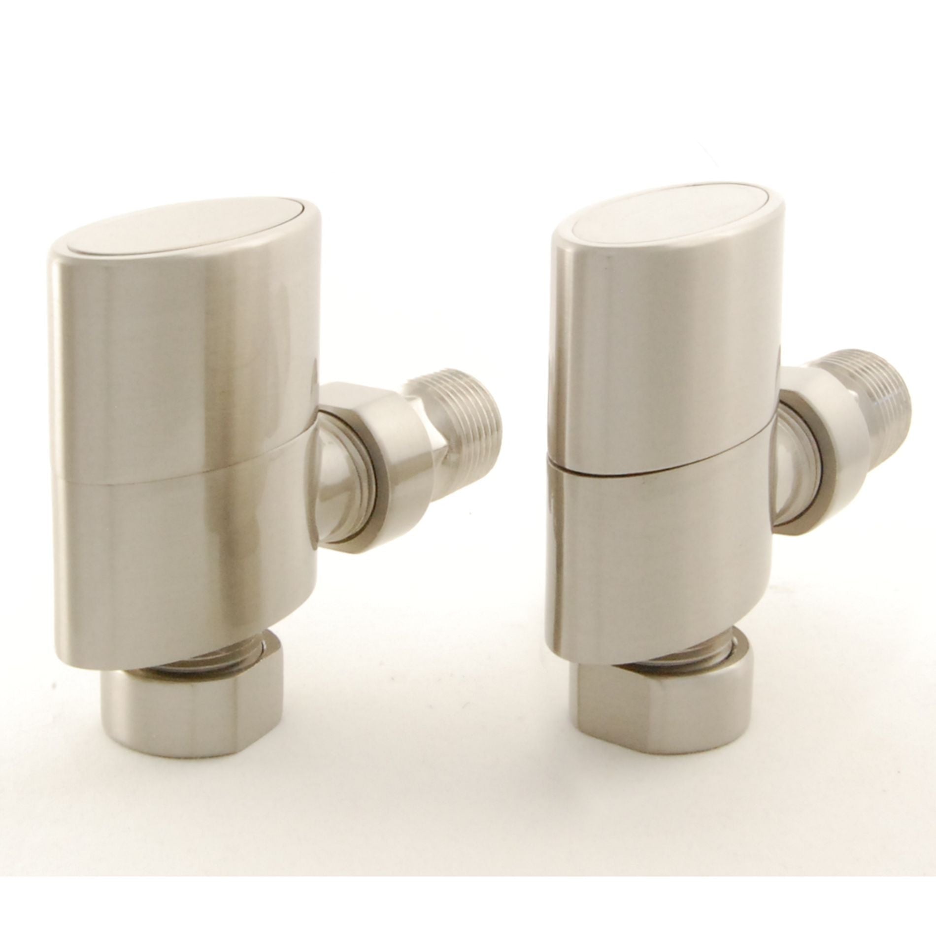 Plumbers Choice - Ellipse Oval Rad Valve Pair Inc. Sleeves - Brushed Satin Nickel