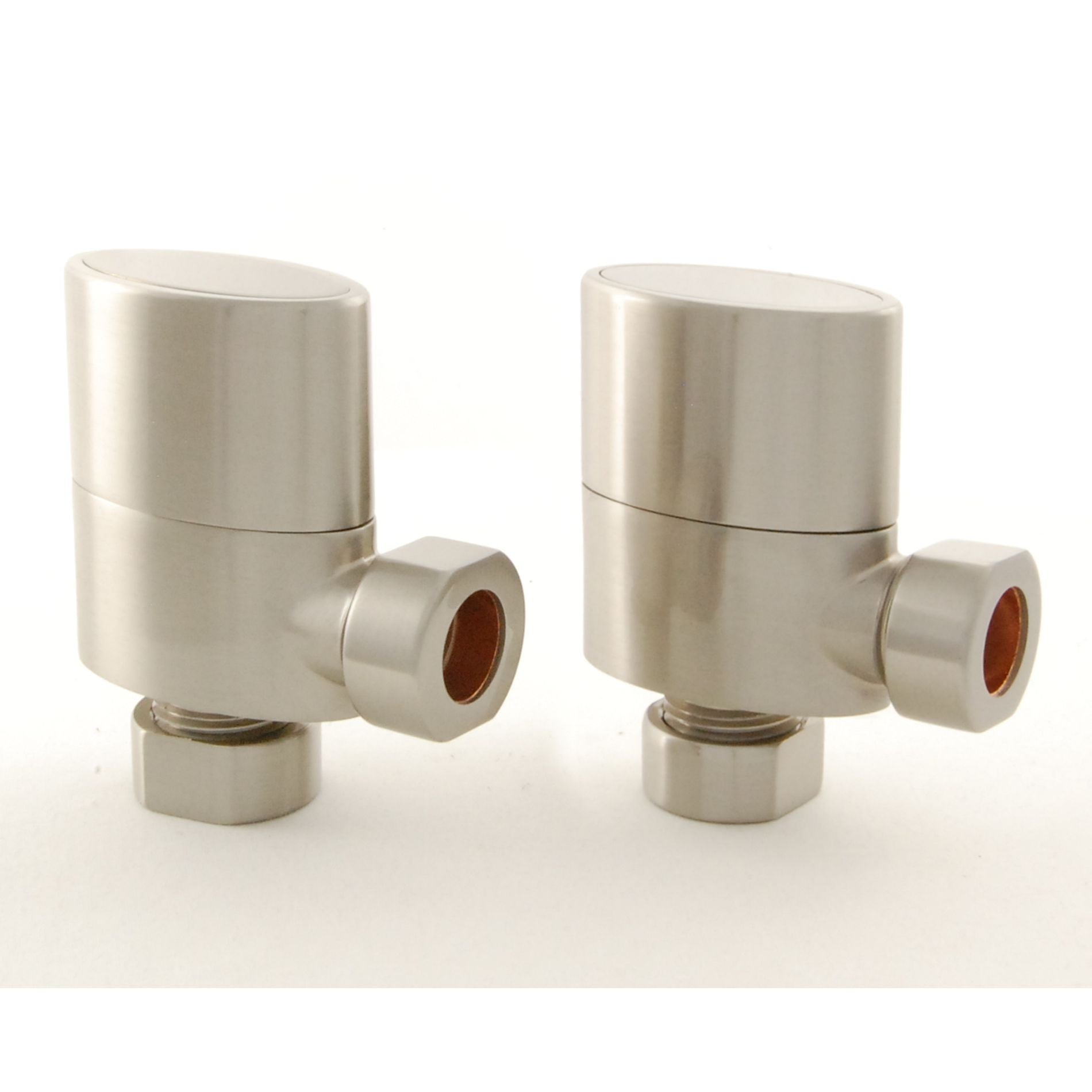Plumbers Choice - Ellipse Oval Rad Valve Pair Inc. Sleeves - Brushed Satin Nickel