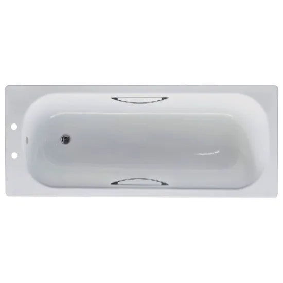 Arley Pro Contract 1500mm 2 Tap Hole Anti-Slip Steel Single Ended Bath With Grips